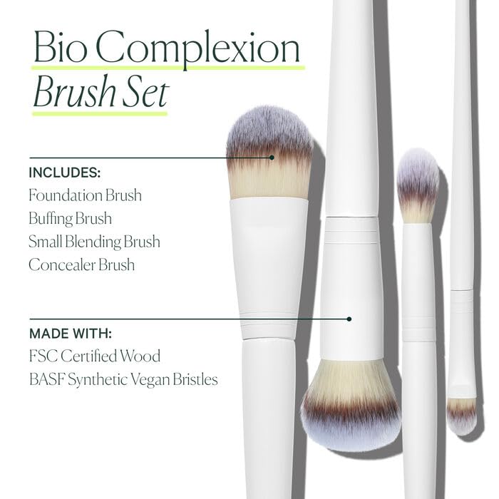 Well People Bio Complexion Brush Set, 4-Piece Face Brush Set For All Complexion Products, For Liquids, Powders & Creams, Cruelty-free Bristles - Image 3