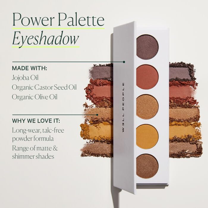 Well People Power Palette Eyeshadow, Five Long-wear, Hyper-pigmented Matte & Shimmer Shades For Intense Color, Vegan & Cruelty-free, Sepia - Image 4