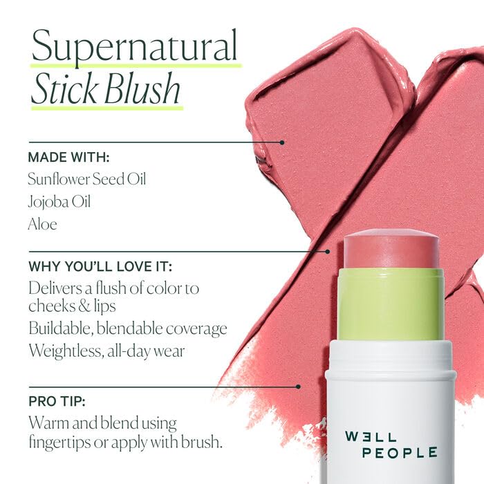 Well People Supernatural Stick Multi-Use Blush, Creamy, Hydrating Blush Stick For A Pop Of Color, Use For Cheeks & Lips, Vegan & Cruelty-free, Lychee - Image 3